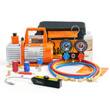 R1234yf 4CFM AC Vacuum Pump and Gauge Set w/ Leak Detector