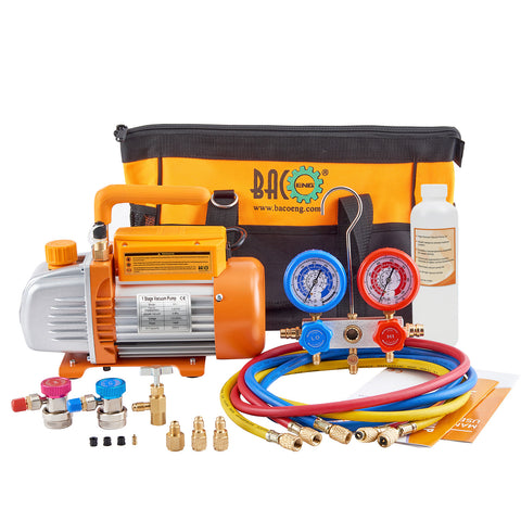3.6CFM Vacuum Pump and Gauge Set for R134a