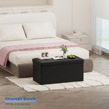30L" Faux Leather Storage Ottoman Bench