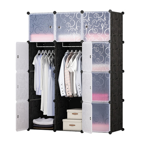 12-Cube Portable Closet - Clear & Black