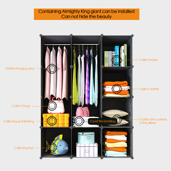 12-Cube Portable Closet - Clear & Black – BACOENG