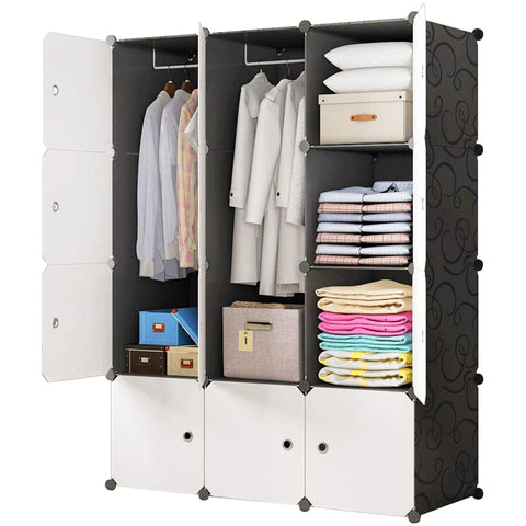 12-Cube Portable Closet - White & Black