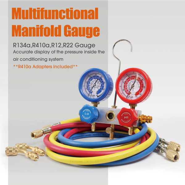 3 Way Manifold Gauge Set R410a & 3.5CFM Vacuum Pump – BACOENG