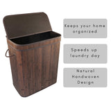 Divided Bamboo Laundry Basket (Brown/Nature/Gray/Black)