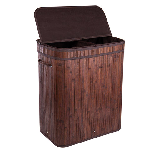 Divided Bamboo Laundry Basket (Brown/Nature/Gray/Black)