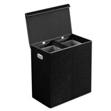 Double Laundry Hamper with lid (Gray/Beige/Black)