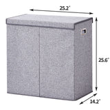 Double Laundry Hamper with lid (Gray/Beige/Black)