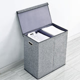 Double Laundry Hamper with lid (Gray/Beige/Black)