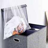 Double Laundry Hamper with lid (Gray/Beige/Black)