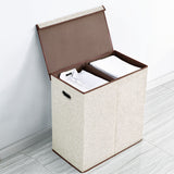 Double Laundry Hamper with lid (Gray/Beige/Black)