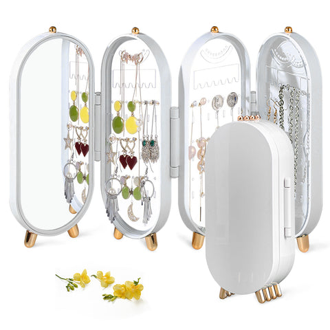 BRIAN & DANY Jewelry Storage Box Earring Display Stand Organizer Holder with Mirror