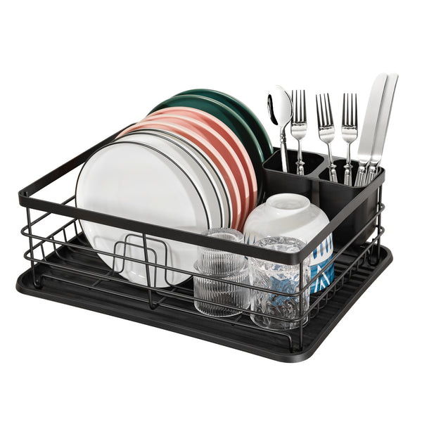 Kitchen Dish Drying Rack Large Capacity Dinnerware Organizer, Dish Drainer,  Drying Plate Shelf Countertop Utensil Organizer for Dishes, Bowl Black