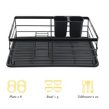 BRIAN & DANY BRIAN & DANY Dish Drainer with Utensil & Cup Holder, Kitchen Counter Dish Rack, Powder Coated Steel, Black
