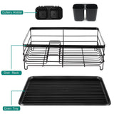 BRIAN & DANY BRIAN & DANY Dish Drainer with Utensil & Cup Holder, Kitchen Counter Dish Rack, Powder Coated Steel, Black