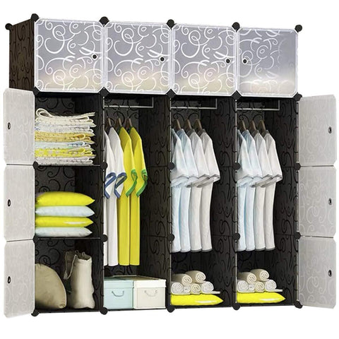 16-Cube Portable Closet - Clear & Black