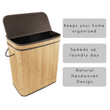 Divided Bamboo Laundry Basket (Brown/Nature/Gray/Black)
