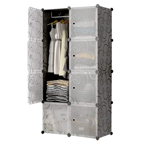 8-Cube Portable Closet - Clear & Black