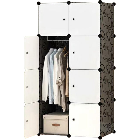 8-Cube Portable Closet - White & Black