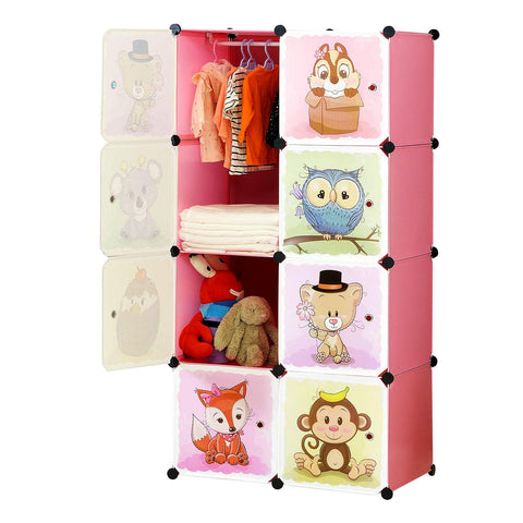 8-Cube Cartoon Portable Closet (Pink/Blue)