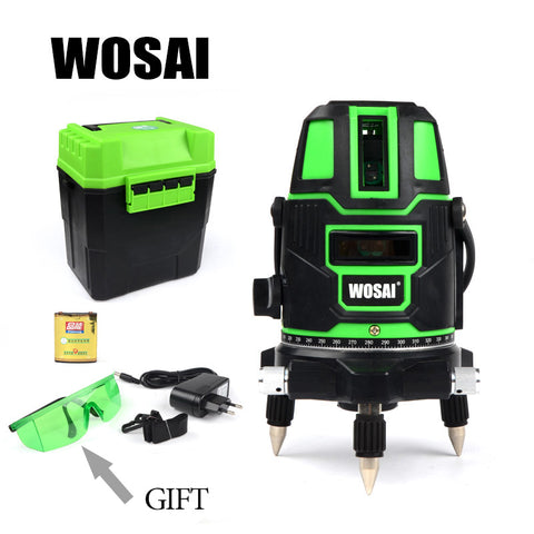 Green Laser Level 5 Lines 6 Points 360 Degrees Rotary Outdoor 635nm Corss Line Lazer Level Points Level Tilt Function