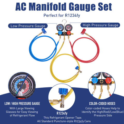 R1234yf 4CFM AC Vacuum Pump and Gauge Set w/ Leak Detector – BACOENG