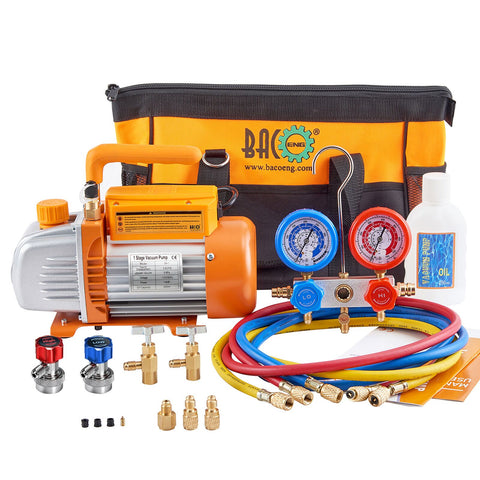 3.6CFM Vacuum Pump and Gauge Set for R134a