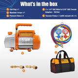 3.6CFM Vacuum Pump and Gauge Set for R410a