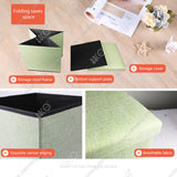 Brian & Dany  Foldable Storage Ottoman Charcoal Faux Linen(Green)