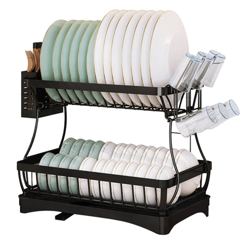 Dish Drying Rack, Foldable Large Dish Rack with Steel Dish Drainer