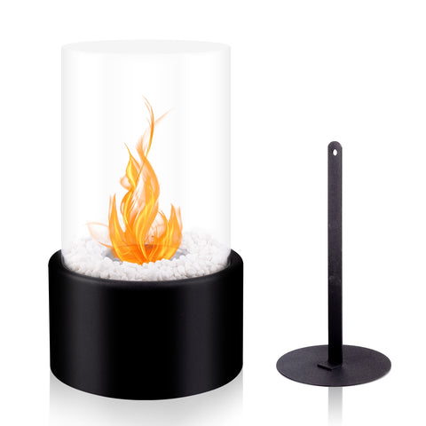 Round Tabletop Fireplace(Black/Silver)