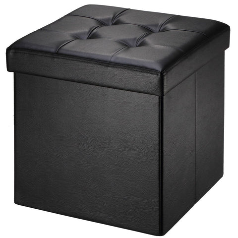 Brian & Dany 30L" Faux Leather Folding Storage Ottoman Bench(Black)