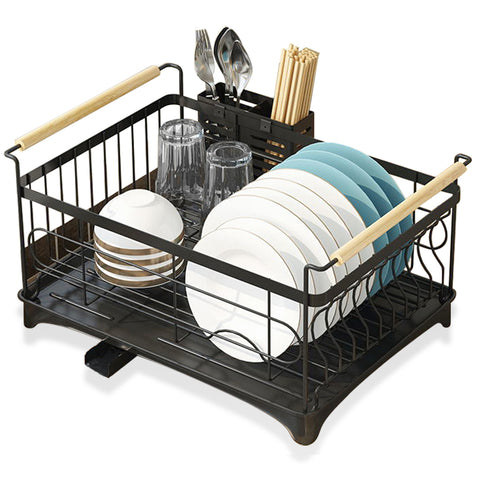 Double Layer Dish Drying Rack, Apricot, Blue, Black, PP + Stainless St –  CargoCache