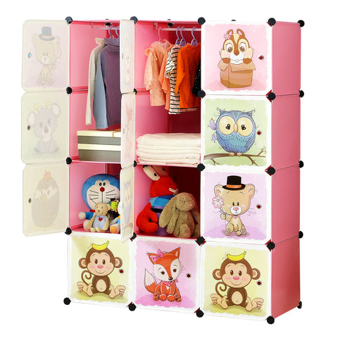 12-cube Portable Kid Organizers Storage Organizer(Pink/Blue）
