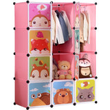12-cube Cartoon Portable Closet (Pink/Blue)