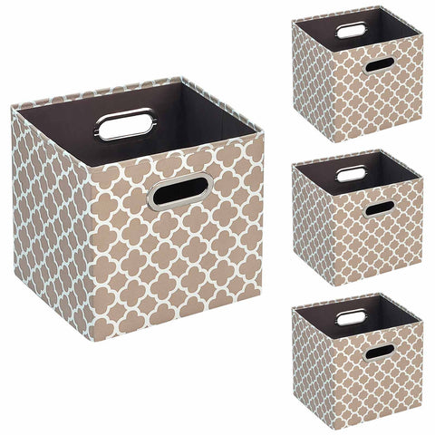 Foldable Storage Cube Bins (Beige/Blue)
