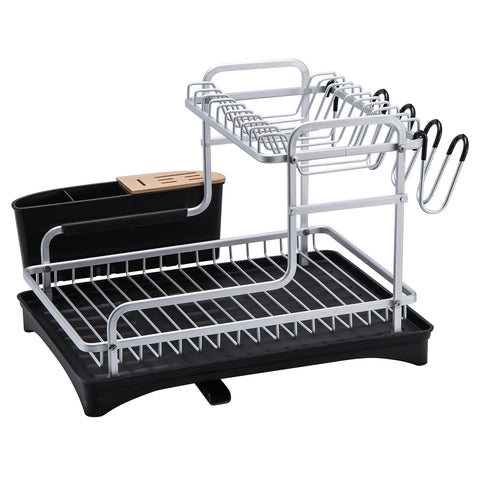 Custom, in-cabinet dish drying rack. Water drips directly into the