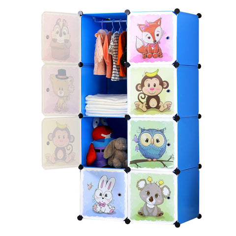 8-Cube Cartoon Portable Closet (Pink/Blue)