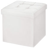 30L" Faux Leather Folding Storage Ottoman Bench(White)