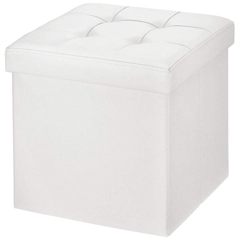 30L" Faux Leather Folding Storage Ottoman Bench(White)