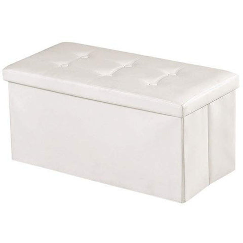 Brian & Dany 30L" Faux Leather Folding Storage Ottoman Bench(White)