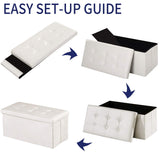 Brian & Dany 30L" Faux Leather Folding Storage Ottoman Bench(White)