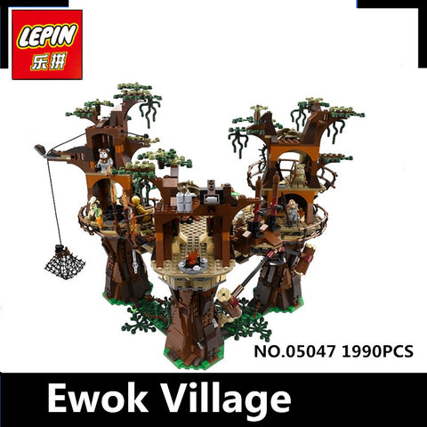 1990pcs Lepin 05047 Star Ewok Village Wars Building Blocks Juguete para Construir Bricks Toys 10236 Gifts